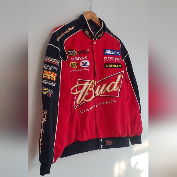 Budweiser JH Design Vintage Red Racing Jacket Size Large - Picture 2 of 9